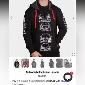 Men's Black Graphic Hoodie with Red Accents